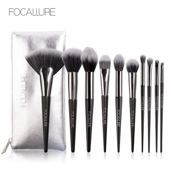 FOCALLURE 10PCS Makeup Brush Set With Bag