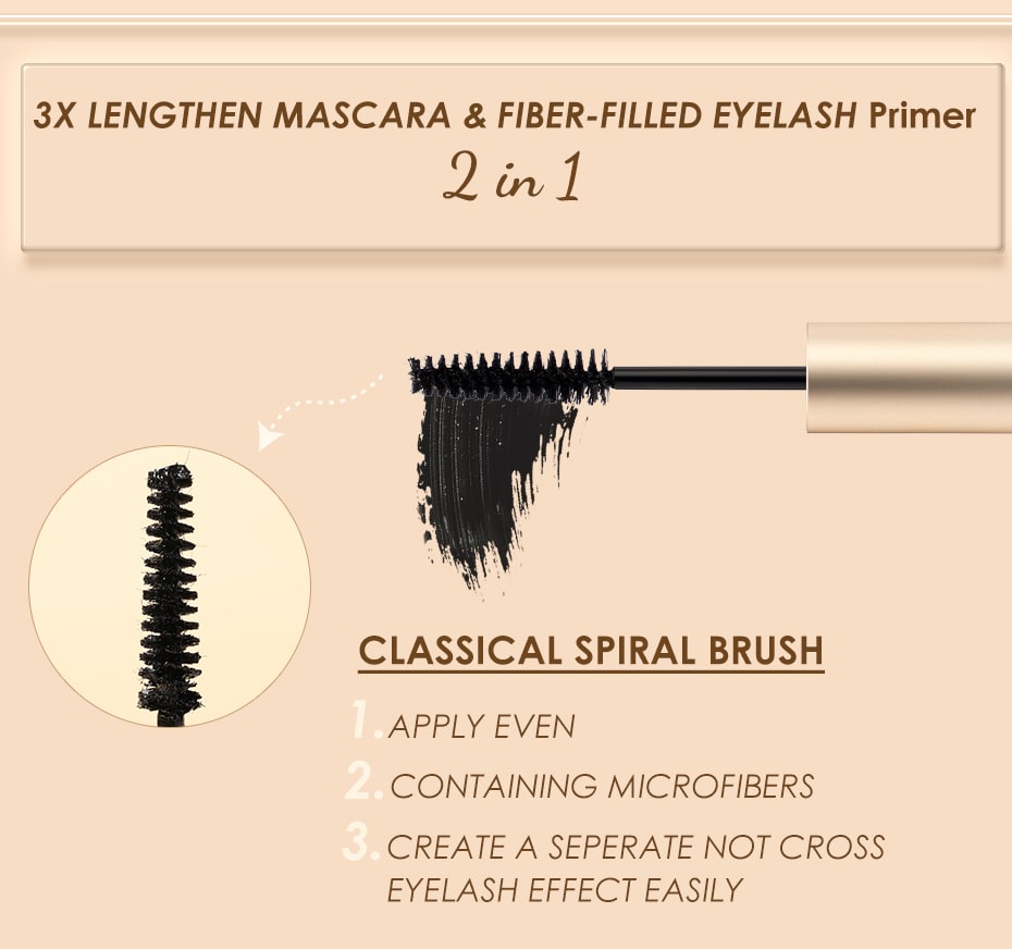 FOCALLURE Lengthen Mascara And Fiber Eyelash Primer 2 in 1