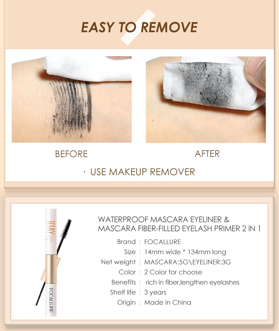 FOCALLURE Lengthen Mascara And Fiber Eyelash Primer 2 in 1