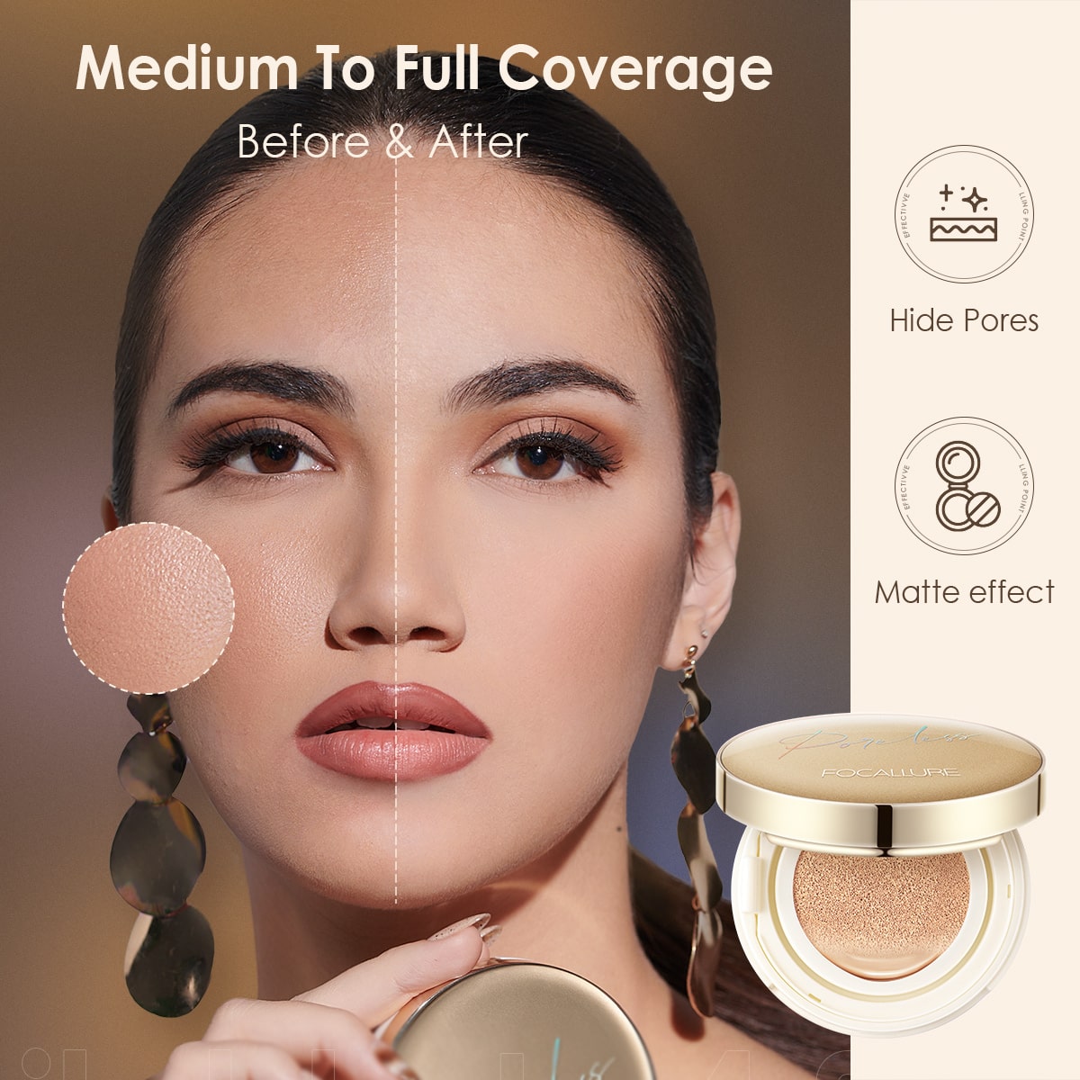 FOCALLURE Poreless Matte Air Cushion Foundation