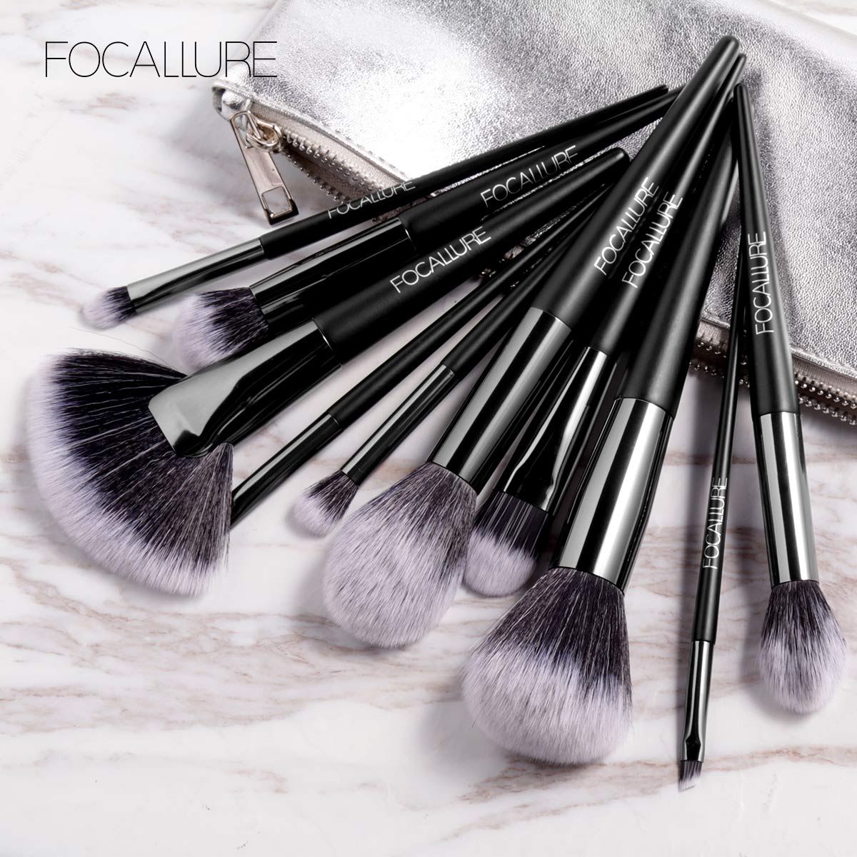 FOCALLURE 10PCS Makeup Brush Set With Bag