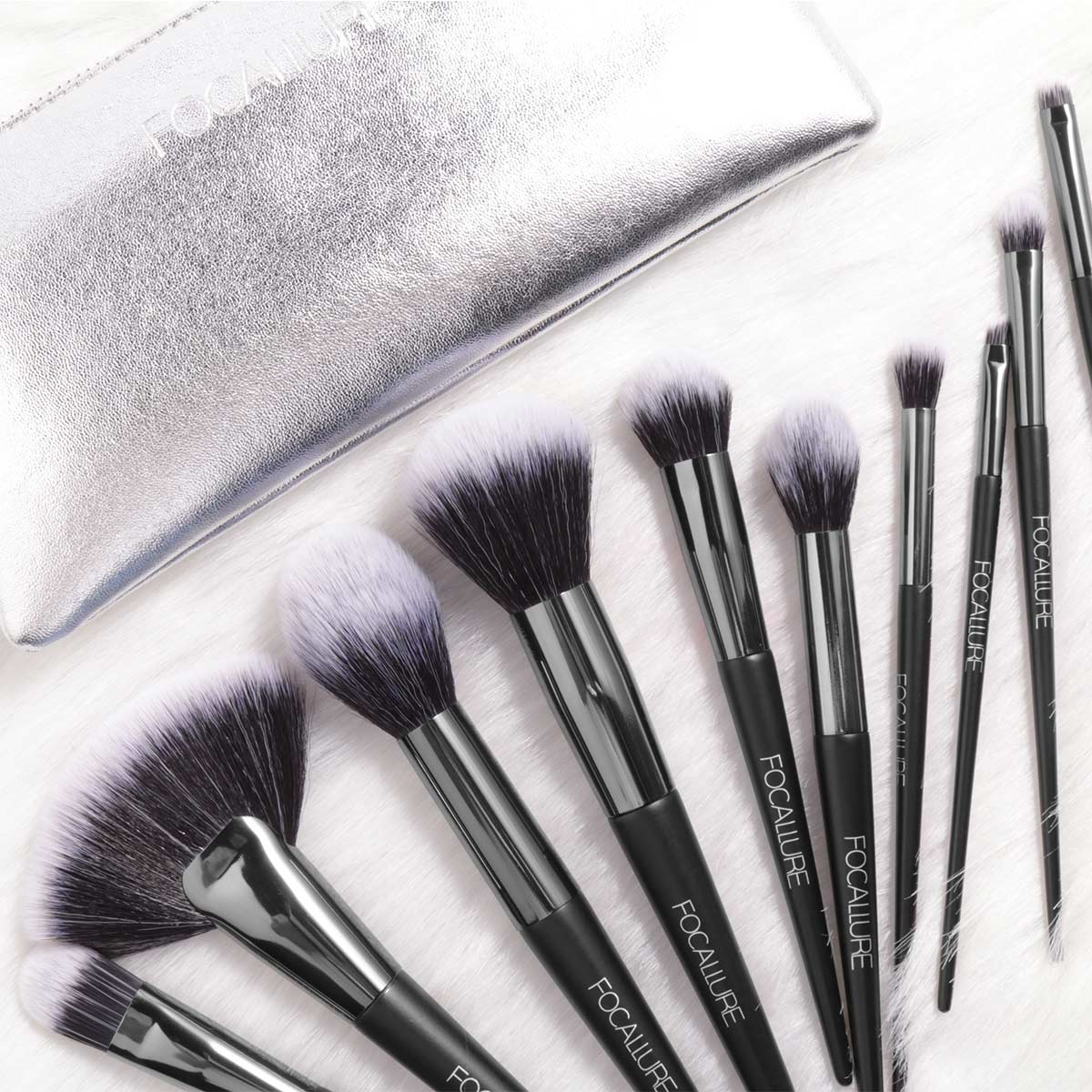 FOCALLURE 10PCS Makeup Brush Set With Bag
