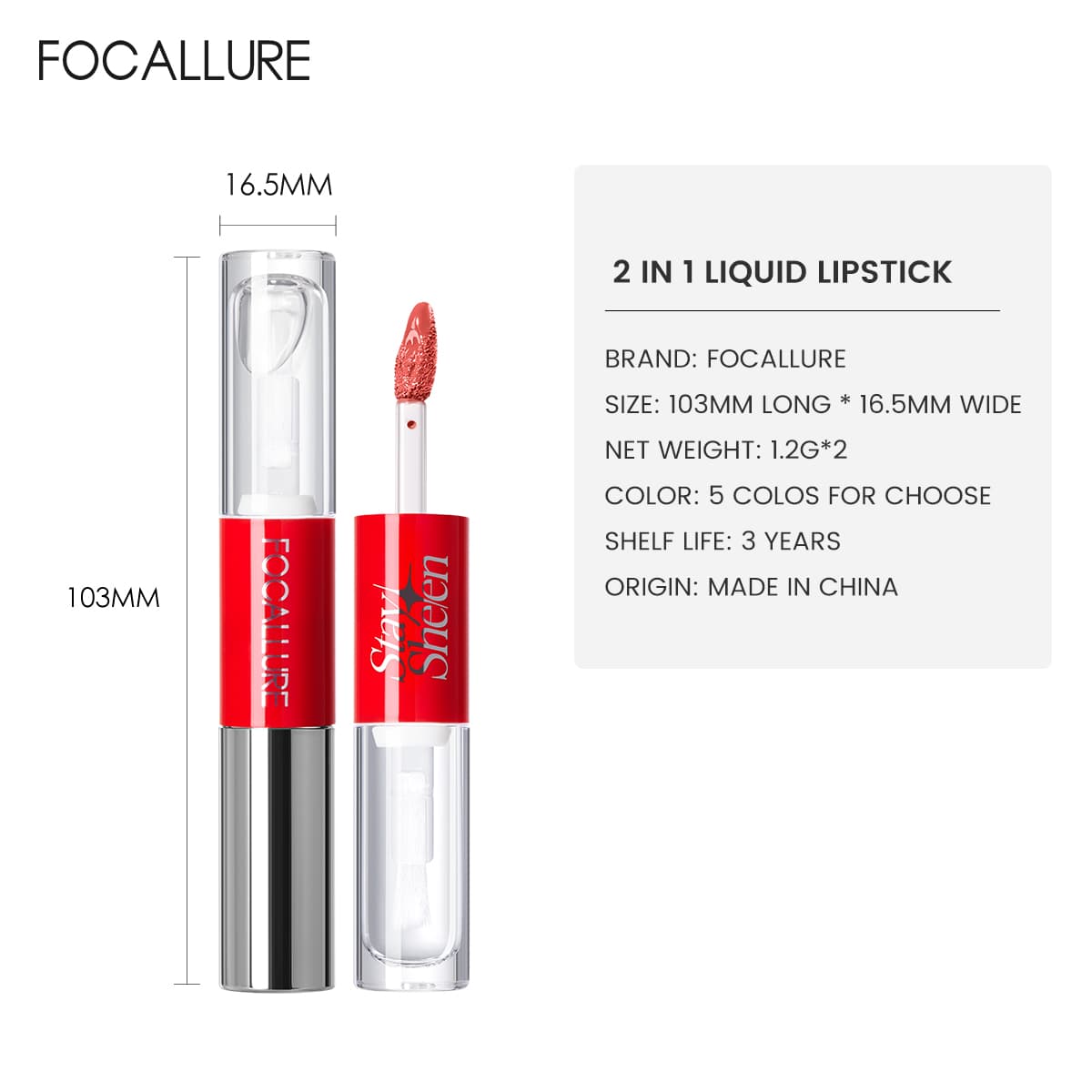 FOCALLURE 2-In-1 Liquid Lipstick