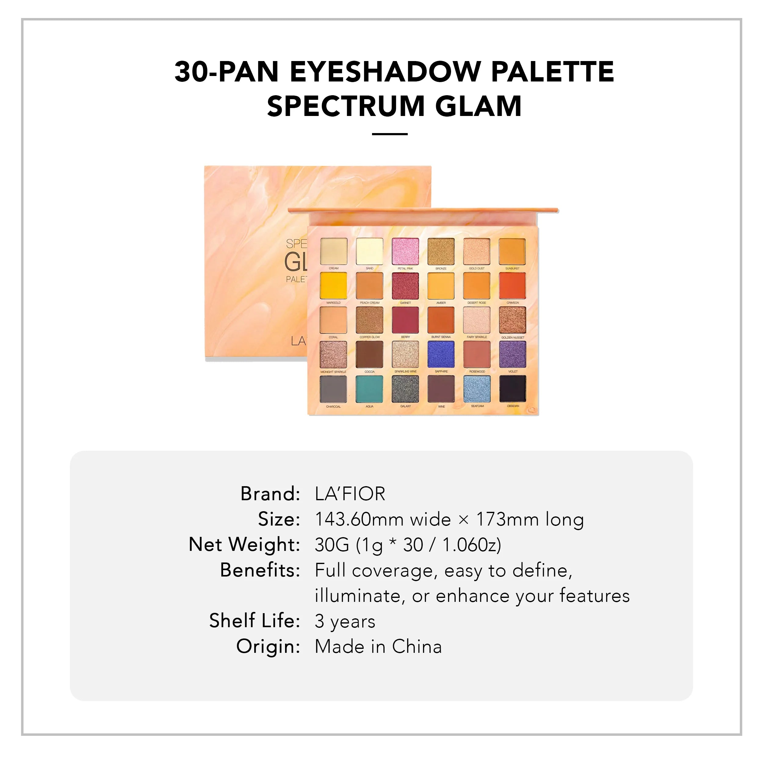 LA'FIOR SPECTRUM GLAM Eyeshadow Palette -LF-002